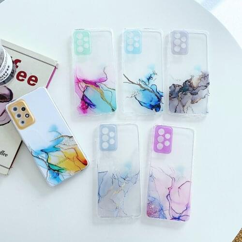 Transparent Marble Case For Samsung Galaxy S21 Plus Ultra S21FE A02S A12 A32 A52 A72 A22 A82 A21 Shockproof Soft Silicone Cover
