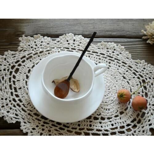 Handmade Elliptical Lace Cotton Table Mat Table Pad Fabric Crochet Placemat Tea Coffee Coaster Table Mat