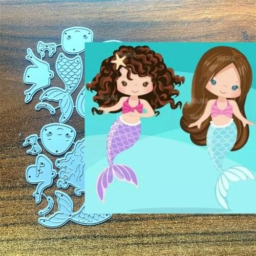 Mermaid Girl Cutting Dies Stitched Stencils For Scrapbooking/Photo Album Decorative Embossing DIY Paper Card Making
