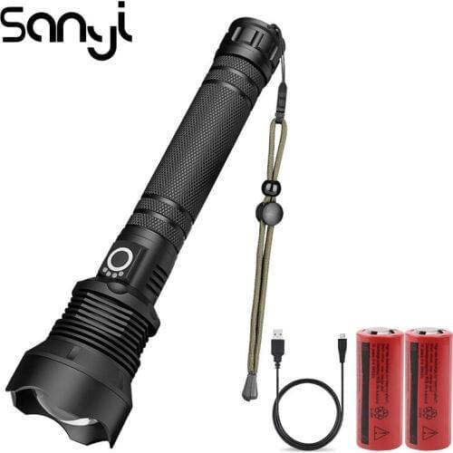 SANYI Zoomable Flashlight Torch Power by 2*26650 Battery Super Bright Car Emergency Portable Lantern Torch Flashlamp