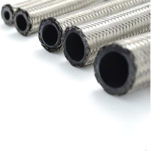 1.5/3/6 m AN4 AN6 AN8 AN10 Stainless Steel Braided Brake Gas Oil Fuel Line Hose Oil Cooler Pipe Silver Color NEW