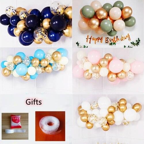 Birthday Balloon Garland Kit Green Navy Blue Pink White Organic Balloon Arch Set Baby Shower Party Decor Wedding Celebration
