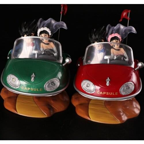 Japan Anime DBZ Kakarotto & Chichi locomotive Can emit light PVC Figure Figurine 19cm Toy Model Statue New With Box