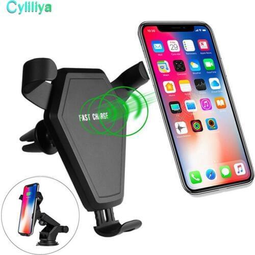 Q1 wireless fast charger 9v 1.67A 10W car Air Vent Mount Holder 360 rotating adjustment for iPhone 8 X Samsung S9 plus with pack