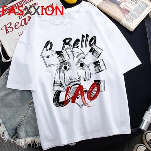 La Casa De Papel Money Heist the House of Paper Bella Ciao summer top women grunge vintage japanese t-shirt white t shirt