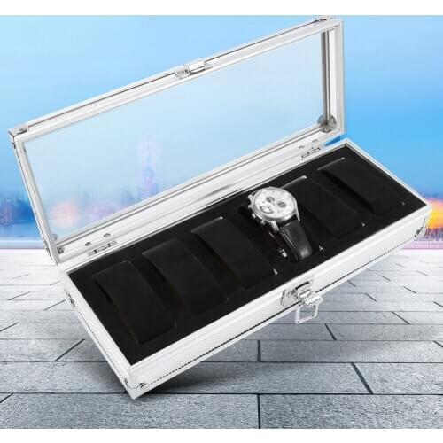 1Pc 6/12 Grid Watch Box Aluminum and Acrylic Rectangle Display Case Jewellery Display Storage Watch Case Organizer