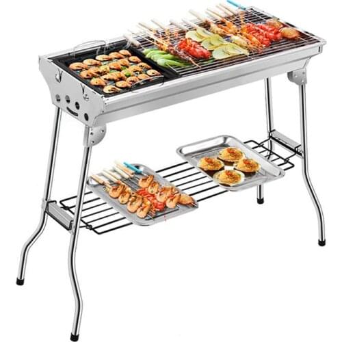 1PCS Non-stick BBQ Grill Portable Stainless Steel Surface Folding Barbecue Grill Outdoor Camping Picnic Tool Barbecue Stove HWC