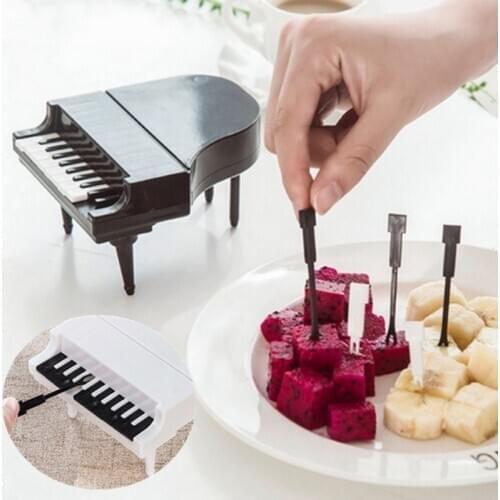 10pcs/set Piano Fruit Fork Creative Piano Keyboard Plastic Fork Kids Dessert Cake Forks Picks Kitchen Bar Accessories