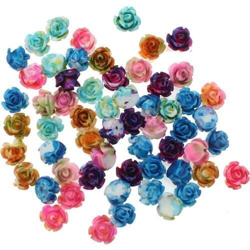 100Pcs 6mm Mixed Resin Flower Decoration Crafts Flatback Cabochon Beads Embellishments For Scrapbooking DIY Accessories