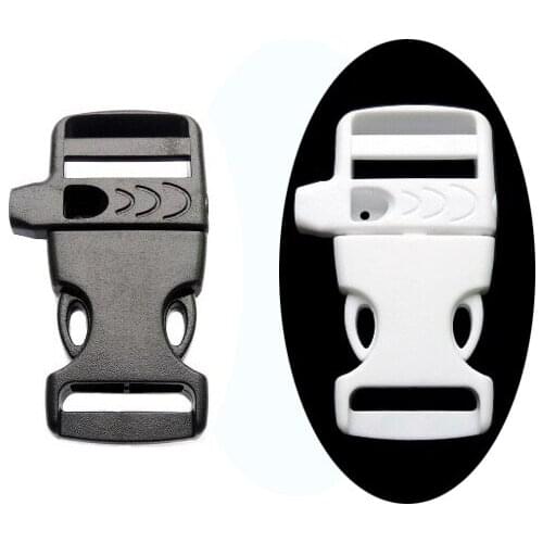 100pcs/lot 3/4" Emergency Side Release Whistle Buckles For Paracord Bracelet/Survival Kits Black/White