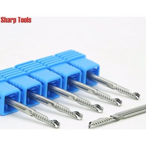 3.175mm CEL6-15mm Solid Carbide End Mill Single Flute Wood Acrylic Engraver Cutters Micro CNC Router Tool Spiral Cutting Bit Set