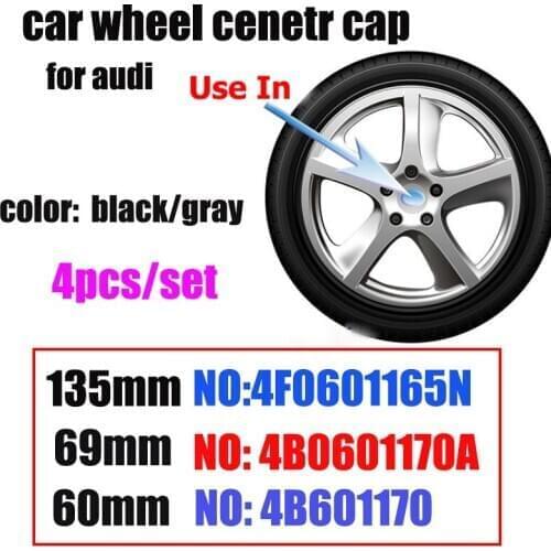 4PCS 60MM 69MM 135MM 5Clips Emblem Car Wheel Center Hub Cap For Audi Wheel Logo covers A3 A4 A5 A6 A7 A8 Q5 R8 S4 S5 S6 TT