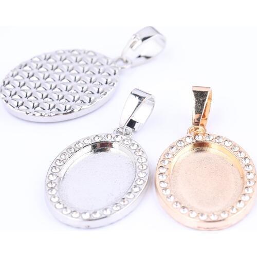 Onwear 5pcs Fit 13x18mm Oval Cabochon Rhinestone Base Setting Trays Diy Charm Pendant Bezel Blanks For Jewelry Making