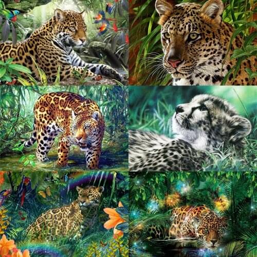 5D Diamond Painting Leopard Animal Full Square/Round Diamond Art Rhinestone Embroidery Mosaic Cross Stitch Home Decoration