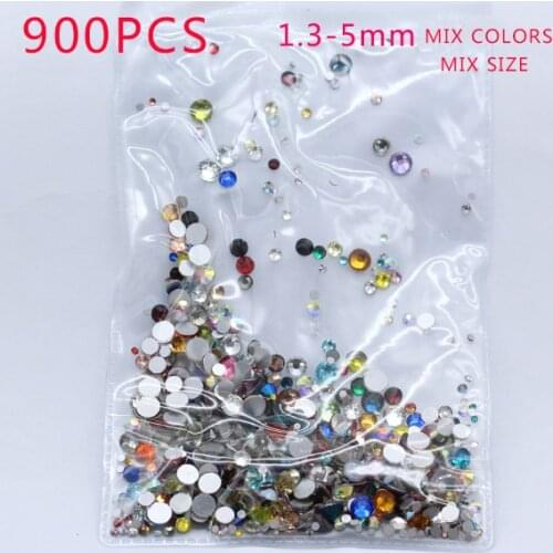 900p mixed color&size Super Bright Glue on Glass stone silver Flat Back Non Hotfix crystal Rhinestones Nail Art Decorations DIY
