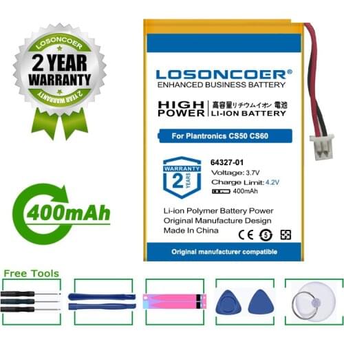 LOSONCOER Battery 400mAh 64327-01 For Plantronics CS50 CS60 C65,CS351,CS361,CS510,CS520,CS55,CS65,HL10,Savi 410/420/710/ WH300