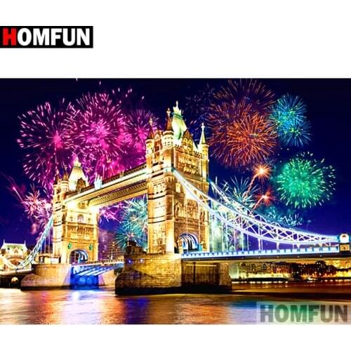 HOMFUN Full Square/Round Drill 5D DIY Diamond Painting "Bridge scenery" Embroidery Cross Stitch 5D Home Decor A16967