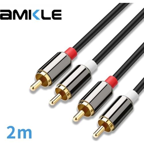 2 RCA to 2RCA Cable Audio Splitter Stereo Sound Adapter male to male for Speaker Amplifier CD Soundbox DVD TV