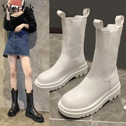2021 Fashion Boots Womens Fashion Autumn Winter New Platform British Style Boots Short Tube Chelsea Chimney Botas De Mujer