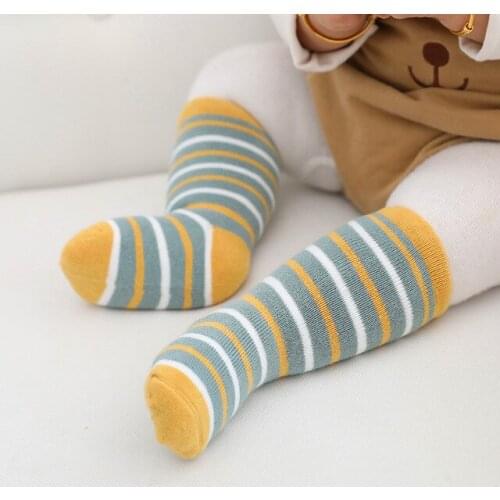Kids Socks autumn winter new cute cartoon stripes soft thick baby boys girls socks warm newborn baby boy girl socks