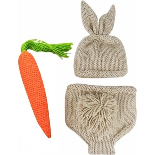 Baby Cute Crochet Knit Costume Prop Outfits Photo Photography Baby Hat Photo Props New Born Baby Girls Radish Outfit 0-3M