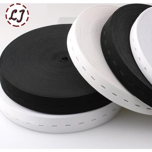 Wholesale 15mm 20mm 25mm 30mm black white Buttonhole elastic adjustable elastic band for pregnant baby elastic tape home DIY