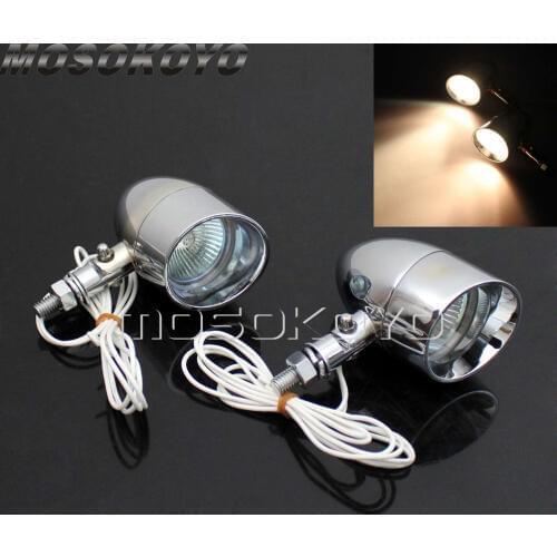 2pcs Chrome Motorcycle Fog Light 5W Spotlight Auxiliary Lamp Universal for Harley Cafe Racer Honda Chopper