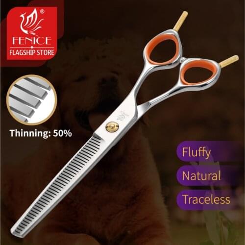 Fenice 7.0inch Professional Dog Grooming Thinning Scissors 50% Thinning rate JP440C Pets Shears for Animal Tools Beauticians
