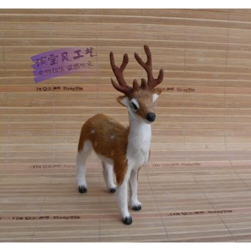 Simulation sika deer toy real fur deer 13x4x16cm model ornament prop home decoration gift h1496