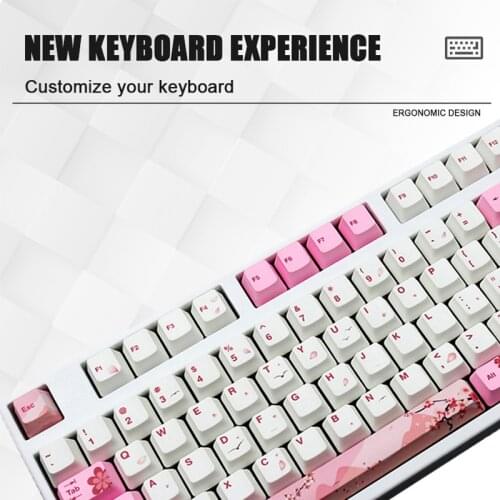 PBT Key Cap Thermal Sublimation Pink Color Matching 104 Key Thermal Transfer Printing Mechanical Keyboard Keycaps