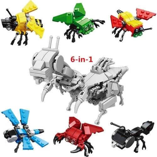 2020 City Jungle Animals Zoo Insect Bee Dragonfly Ladybug Ant Model Building Blocks Bricks Collectible Kids Toys