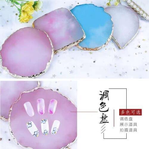 Round Aple Shape nail tips dispay board resin stone color painting palette holder practice nail art tools manicure accessories