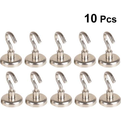 10pcs Magnet Strong Hooks Heavy Duty Magnetic Hooks for Home Office Workplace Kitchen Garage