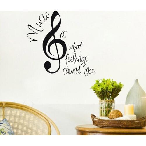 Music wall stickers home decor - "Music Is What Feelings Sound Like..." Quotes Vinyl Wall Art Decals Home Musical Decoration