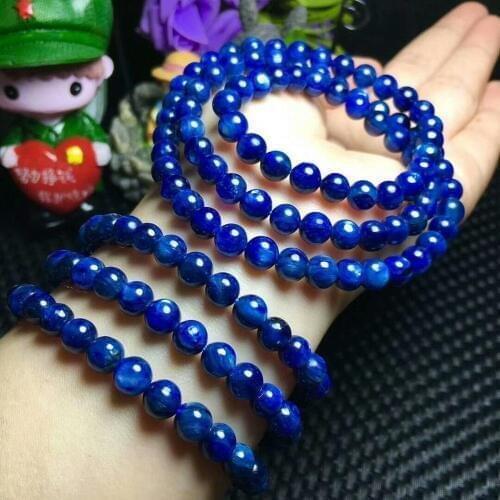 Natural Blue Quartz Crystal Bracelet stone 6.8-6.3mm AAAA 3ROWS