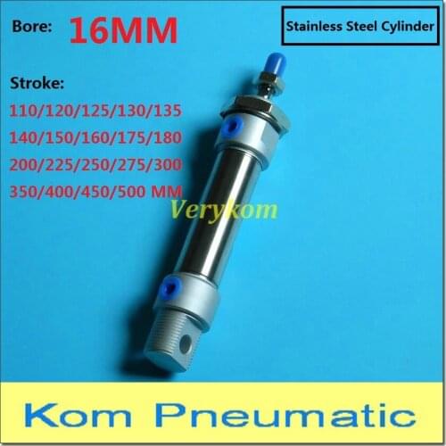 Pneumatic Stainless Steel Bore 16MM Stroke 125MM ~ 500MM MA Mini Cylinder Double Acting Magnet Air Actuator MA16X150-S MA16*400S