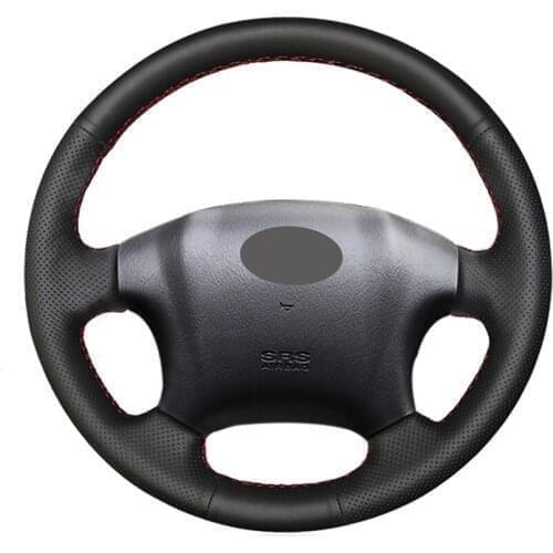 Hand-stitched Black Genuine Leather Car Steering Wheel Cover for Hyundai Tucson 2004 2005 2006 2007 2008 2009 2010