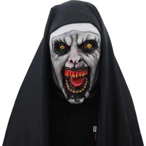 Scary Cosplay Props Adult Men Women Halloween Gothic Missionary Pirest Zombie Nun Terror Latex Mask Accessories Horror Party