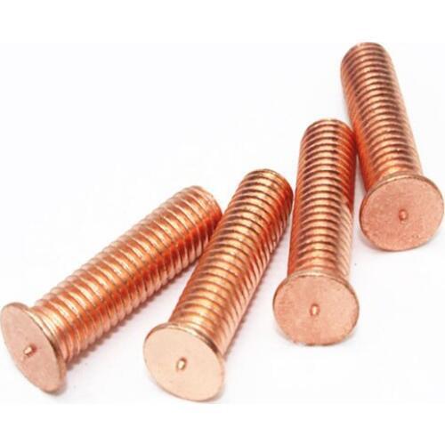 10pcs M6 purple copper plating home improvement machinery welding screw flat head welding point screws 10~18mm length