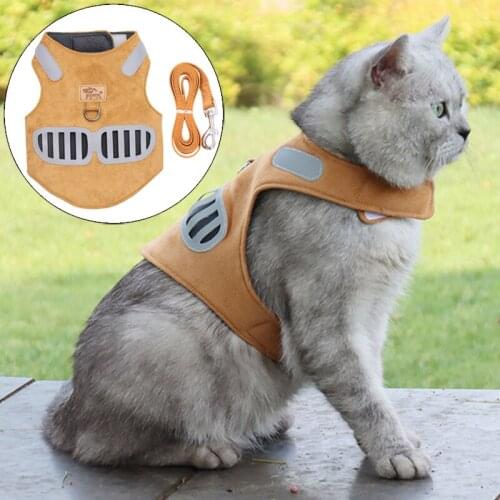Reflective Stephan Puppy Cat Vest Harness Breathable Pet Harnesses and Leash Set for Cats Mascotas Supplies Gotas Accessories