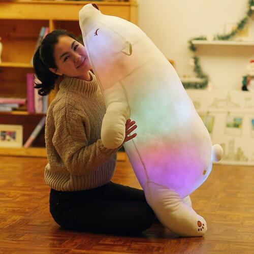 1 pcs 45-110cm Luminous Plush Polar Bear Toys Colorful Glowing Animal Toys for Girl Kawaii LED Light Toy Soft Pillow for Baby
