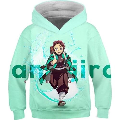 Anime Demon Slayer Boys Hoodie Kids Clothes 3D Print Tanjirou Nezuko Zenitsu Hoodies for Teen Girls 3-12Y Baby Boys Sweatshirt