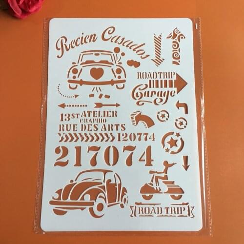 Car number A4 29*21cm DIY Stencils Wall Painting Scrapbook Coloring Embossing Album Decorative Paper Card Template