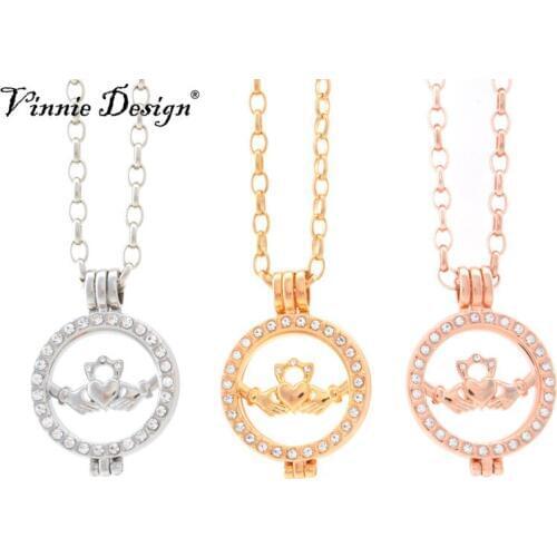Vinnie Design Jewelry New 25mm Claddagh Coin Necklace Pendant for Women Girl Gift