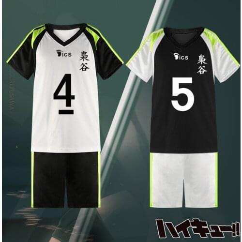 No.5 Akaashi Keiji No.4 Bokuto Koutarou Volleyball Uniform Cosplay Haikyuu Fukurodani Academy Jersey Volleyball Team Top Shorts