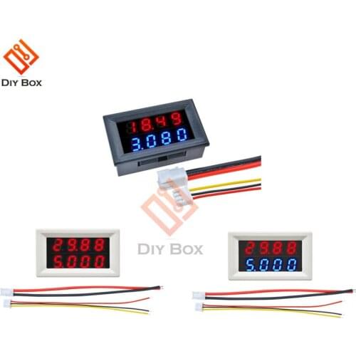 High Precision DC 100V 10A Digital Current Voltage Meter Detector Blue + Red LED Amp 0.56'' Dual display Voltmeter Ammeter Gauge