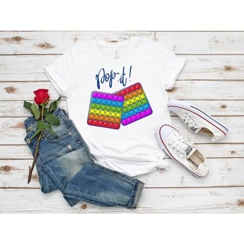Funny Rainbow Love Fidget Toys T Shirt Anti Stress Push Bubble Sensory Toys Shirt поп ит Pop-It T-Shrit Women Tshirt 90s Tee Top