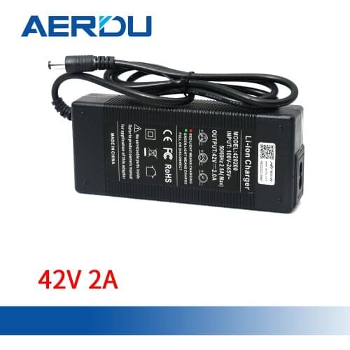AERDU 42V 2A High Quality Electric Bike Batteries Charger Adapter for 10S 36V Li-Ion Battery Pack AC DC5521 XT60 XLR Connector