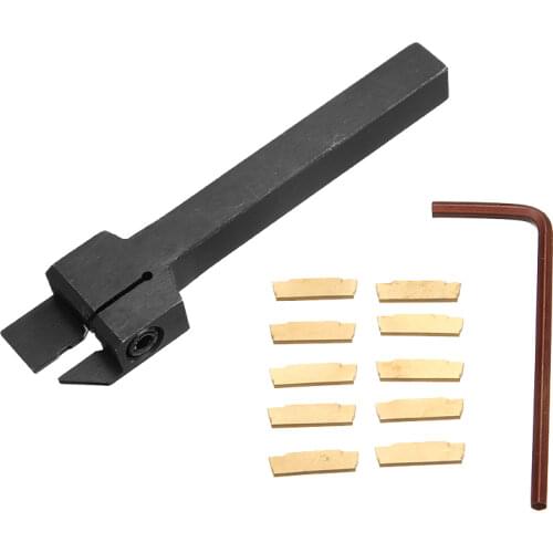 10pcs MGMN200 Gold Inserts + 1pc MGEHR1010-2 Turning Tool Holder Boring Bar with Wrench Mayitr Lathe Turning Tools Cutter Set