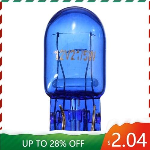 1/2/4pcs T20 580 7443 W21/5W 12V W3x16q Natural Blue Glass Stop Brake Tail Car Signal Side Bulbs Light Lamps